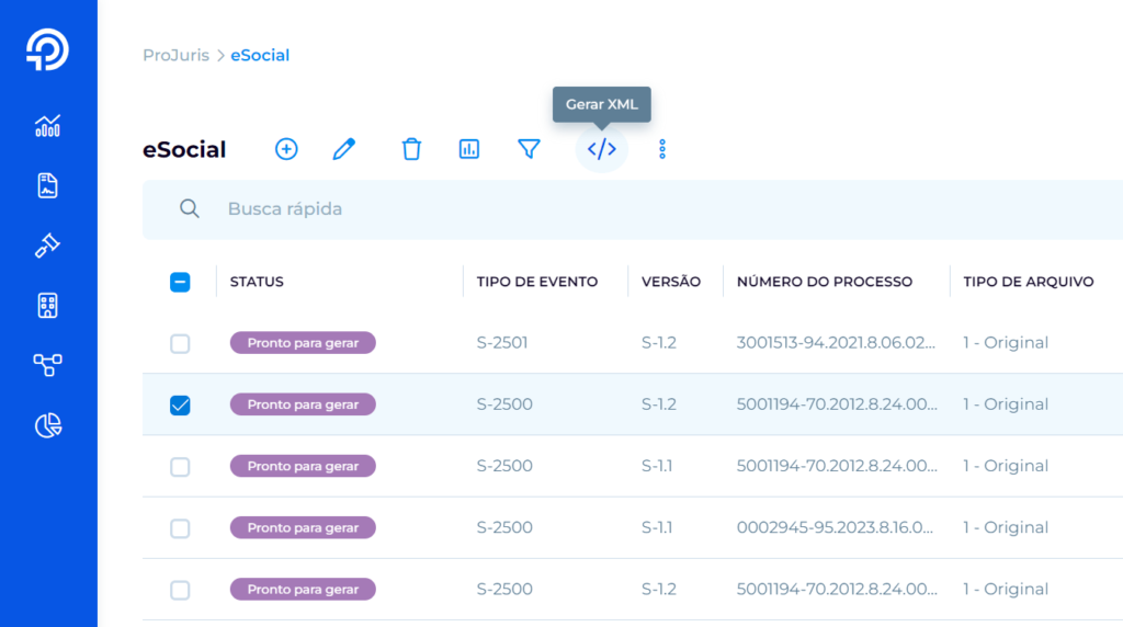 Gerar XML do esocial por meio do Projuris Empresas