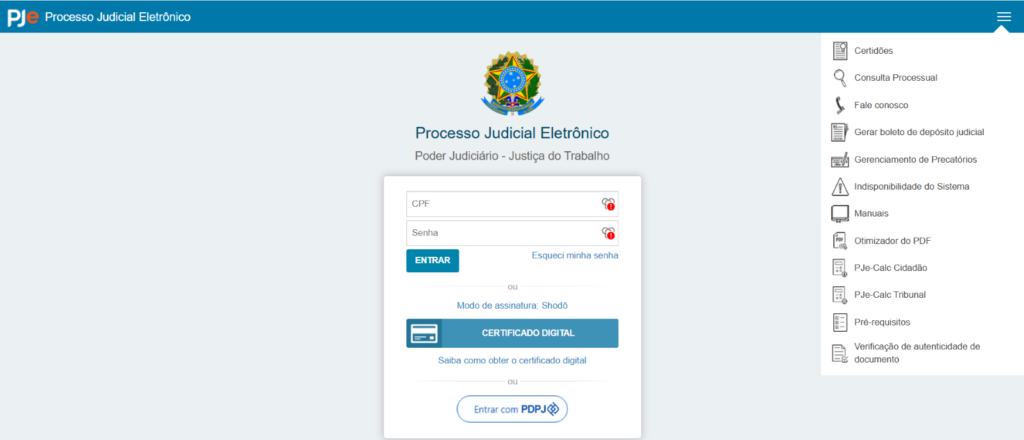 Imagem mostrando como consultar processo trabalhista