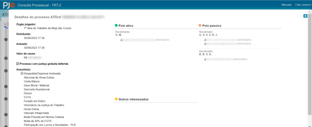 Imagem mostrando como consultar processo trabalhista