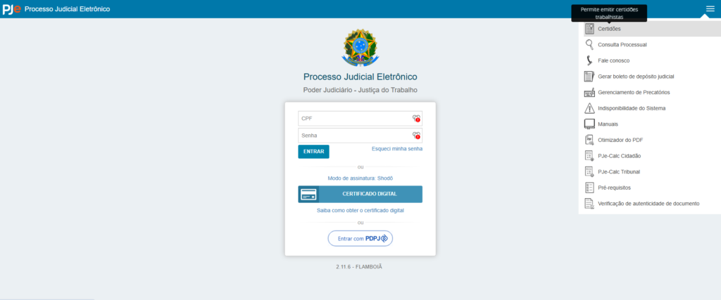 Imagem mostrando como consultar processo trabalhista